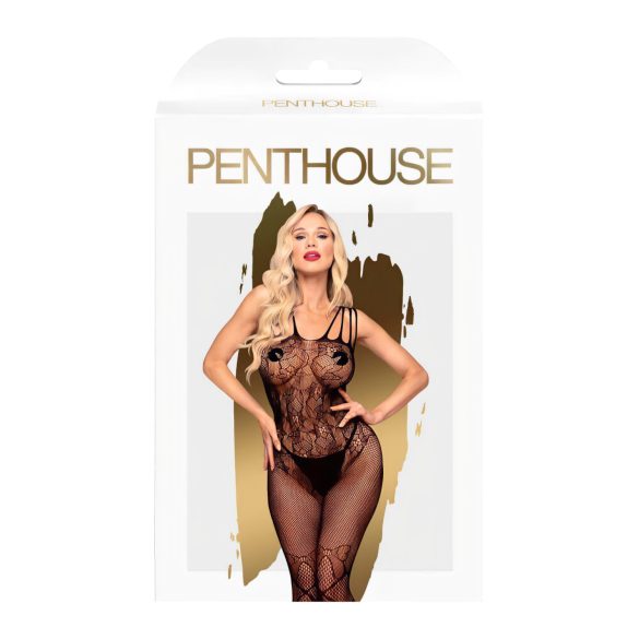 Penthouse Dirty Mind - otvoreni mrežasti kombinezon (crni) - XL