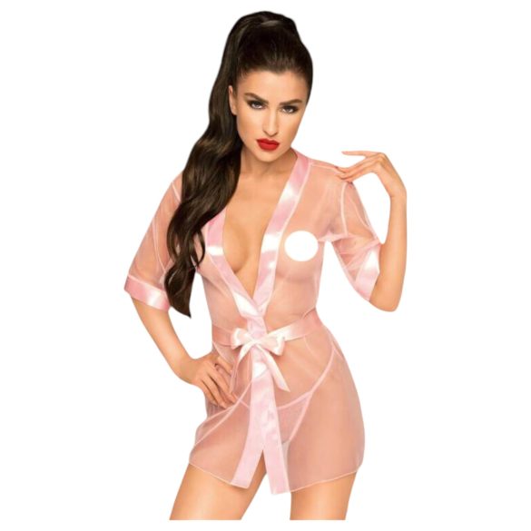 Penthouse Midnight Mirage - satenski ogrtač i tanga (roze) - XL