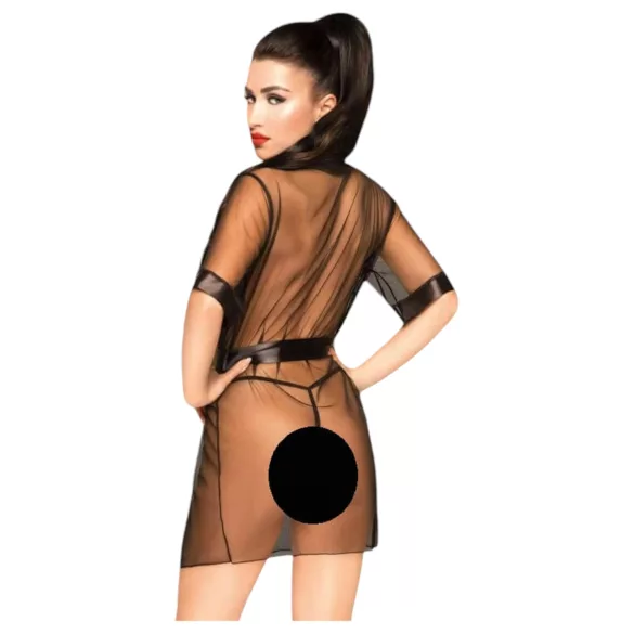 Penthouse Midnight Mirage - satenski ogrtač i tanga (crna) - XL