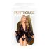 Penthouse Hypnotic Power - kratki čipkasti ogrtač i tanga (crna) - XL