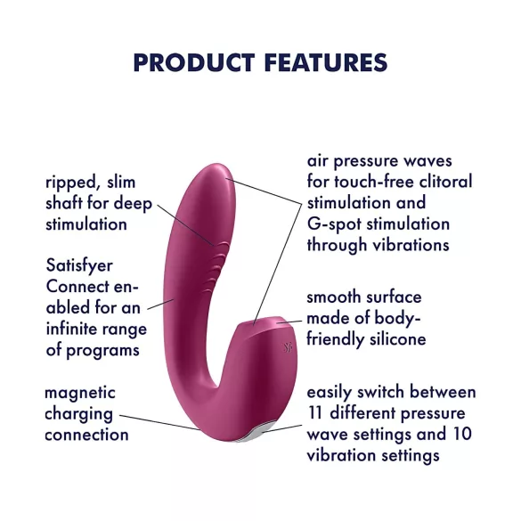 Satisfyer Sunray - Punjivi 2u1 vazdušni vibrator (crveni)