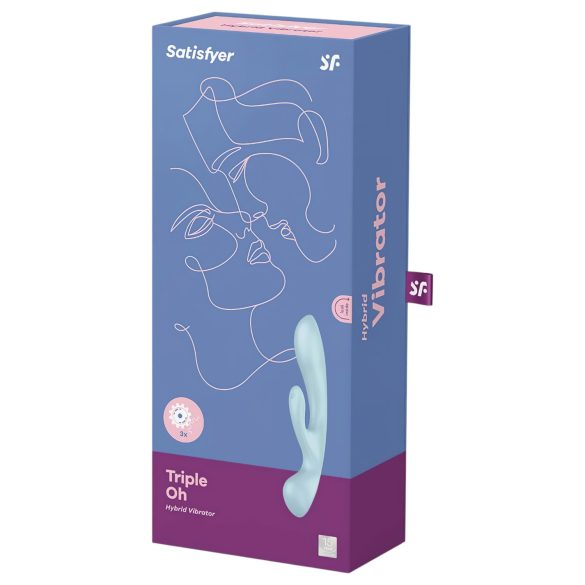 Satisfyer Triple Oh - punjivi vibrator sa klitoralnim nastavkom (plavi)