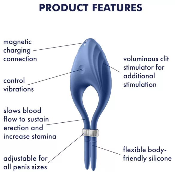 Satisfyer Duelist - vibrirajući prsten za penis na punjenje (plava)