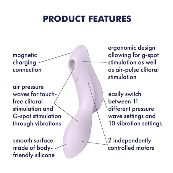 Satisfyer Curvy Trinity 2 - vazdušni 2u1 vibrator (ljubičasti)