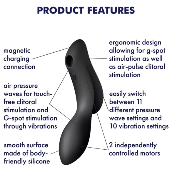 Satisfyer Curvy Trinity 2 - Vazdušni 2u1 vibrator (crni)