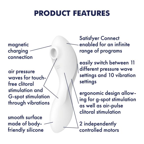 Satisfyer Curvy Trinity 5+ - pametan 2u1 vibrator (bela)