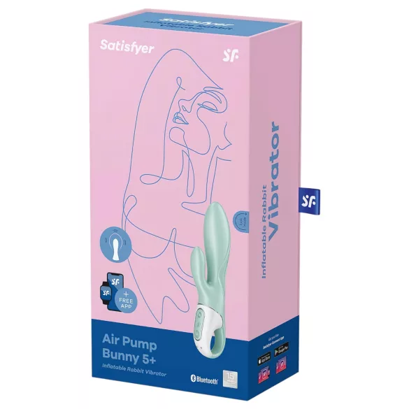 Satisfyer Air Pump Bunny 5 - aplikacijom upravljani pumpajuće vibrator (menta)