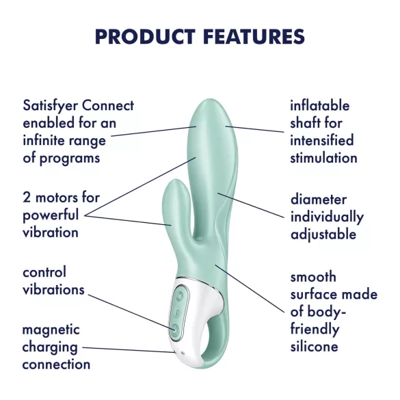 Satisfyer Air Pump Bunny 5 - aplikacijom upravljani pumpajuće vibrator (menta)