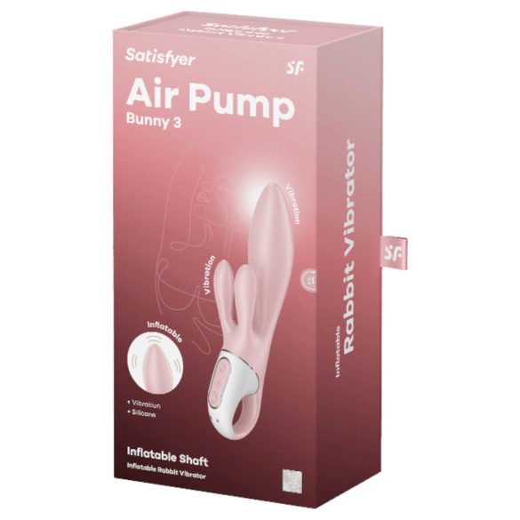 Satisfyer Air Pump Bunny 3 - na napuhavanje, roza vibrator