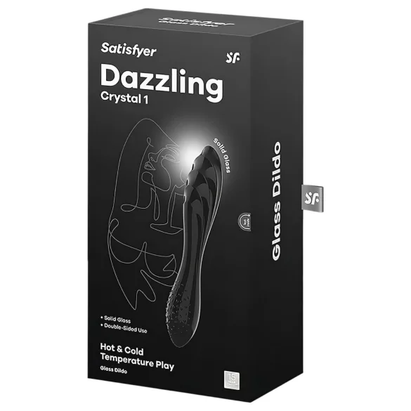 Satisfyer Dazzling Crystal 1 - stakleni dildo sa dva kraja (crni)