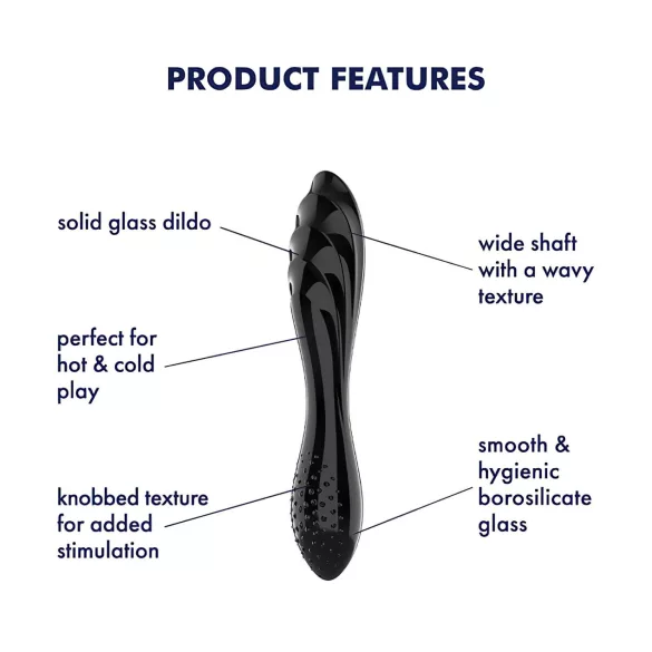 Satisfyer Dazzling Crystal 1 - stakleni dildo sa dva kraja (crni)