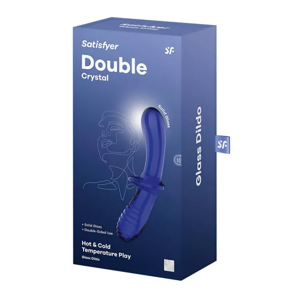 Satisfyer Double Crystal - dvostruki stakleni dildo (plavi)