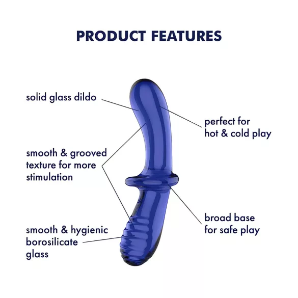 Satisfyer Double Crystal - dvostruki stakleni dildo (plavi)
