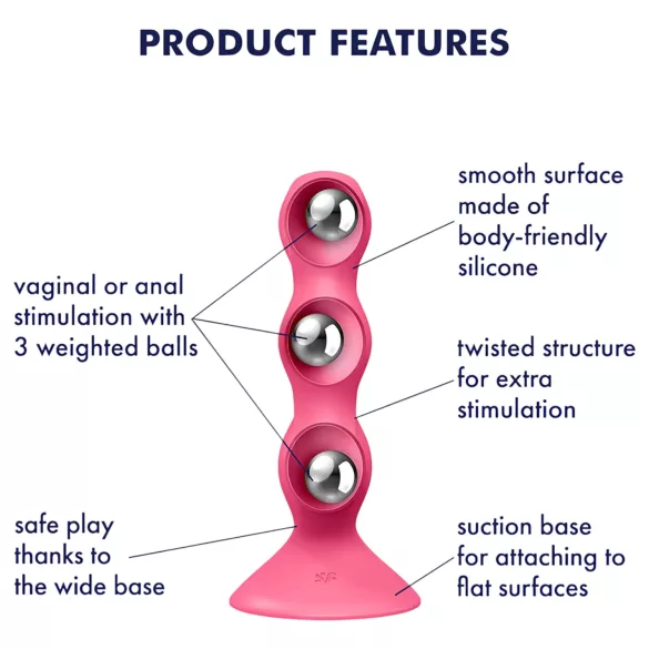 Satisfyer Triple Ball-R - analni vibrator sa perlicama (roze)