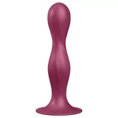   Satisfyer Double Ball-R - dildo sa vakuumskom bazom i tegom (crvena)