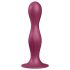 Satisfyer Double Ball-R - dildo sa vakuumskom bazom i tegom (crvena)