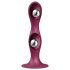 Satisfyer Double Ball-R - dildo sa vakuumskom bazom i tegom (crvena)