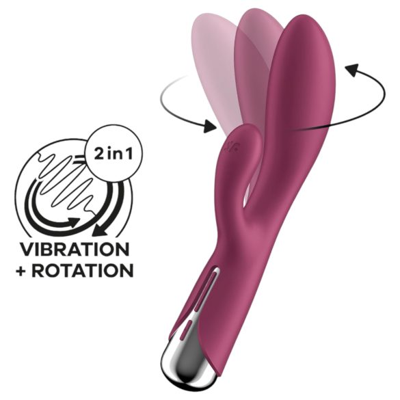 Satisfyer Spinning Rabbit 1 - vibrator sa rotirajućom klitoralnom rukom (crvena)
