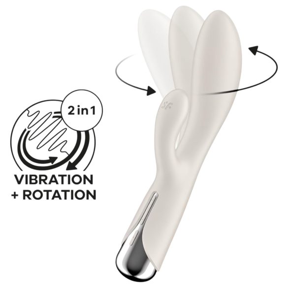 Satisfyer Spinning Rabbit 1 - rotirajući vibrator sa klitoralnim stimulatorom (bež)