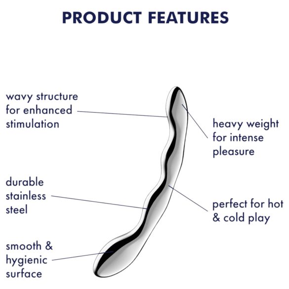 Satisfyer Cosmic Crest 2 - talasni čelični dildo (srebrni)