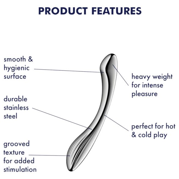 Satisfyer Pure Gravity 1 - rebrasti čelični dildo (srebrni)