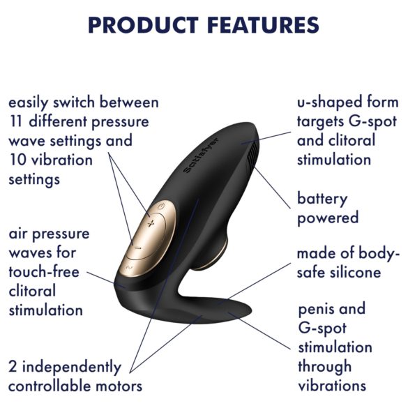 Satisfyer Pro 4 Couples - vazdušni parni vibrator (crni)