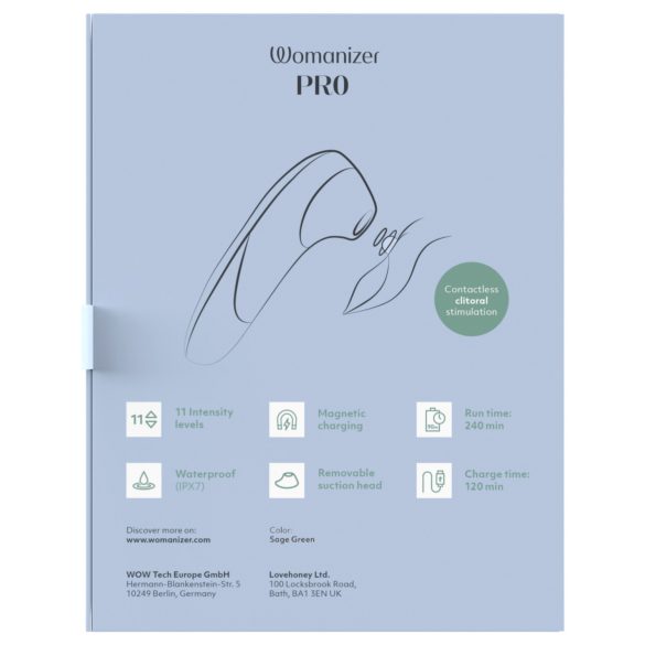 Womanizer Pro - ваздушни стимулатор клиториса (зелени)