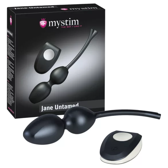 mystim Jane Untamed - duo vibrirajućih gejša kuglica (crne)
