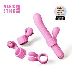 Magic Stick vibrator sa zamenljivim nastavcima (pink)