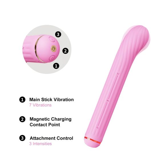 Magic Stick vibrator sa zamenljivim nastavcima (pink)