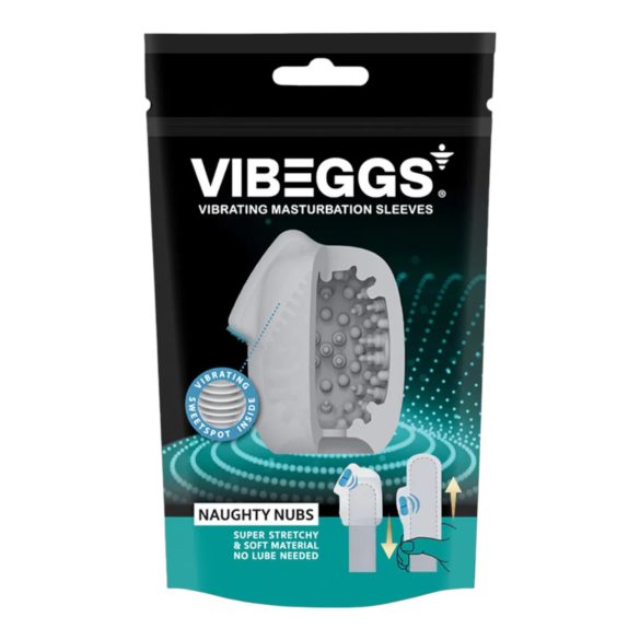 VIBEGGS Naughty Nubs - вибрационо јаје мастурбатор (бело)