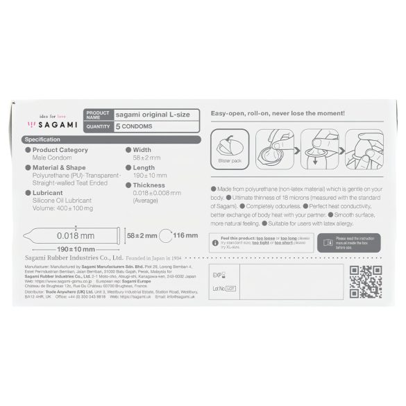 Sagami Original 0.01 L - prezervativ - 58mm (5 kom)