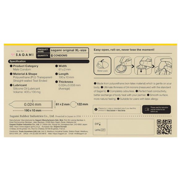Sagami Original 0,02 XL - кондоми - 61mm (6 ком)