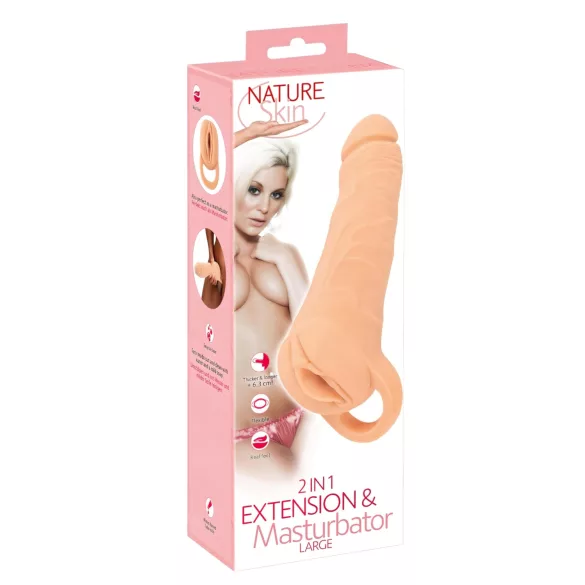 Nature Skin - 2u1 vagina i penis rukav - 23cm (prirodna)