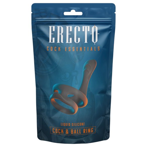Erecto - prsten za penis i testise (crna)