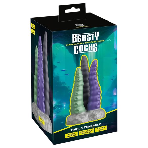 Beasty Cocks Trostruka Pipak - trostruki dildo sa pipcima