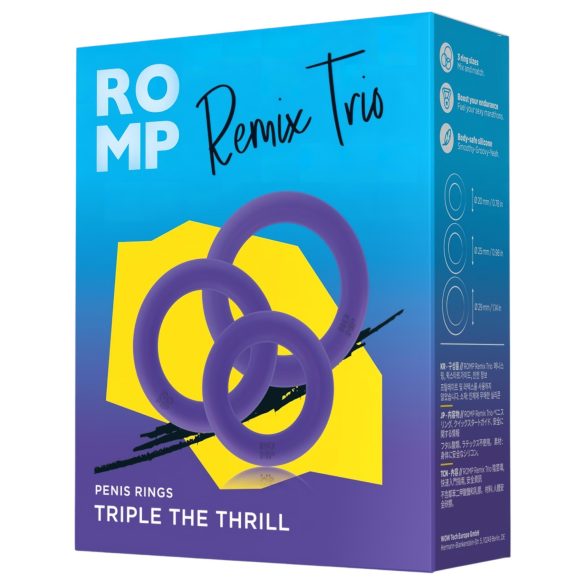 ROMP Remix Trio - set prstenova za penis - 3 kom (ljubičasta)