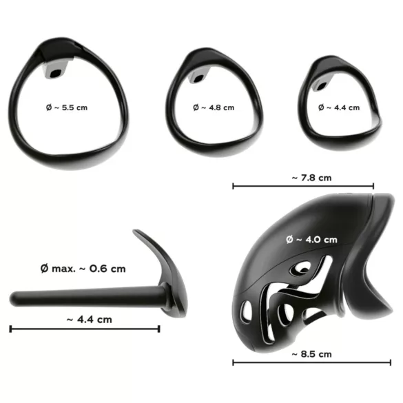 You2Toys - kavez za penis s plugom (crna)