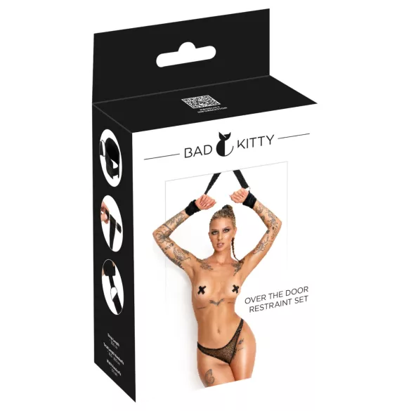 Bad Kitty - set kaiševa za fiksiranje zglobova za vrata (crni)