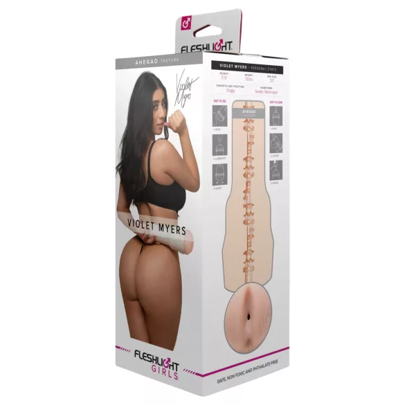 Fleshlight Girls Violet Myers Ahegao - реалистична играчка за мастурбацију у облику гузе (боја коже)