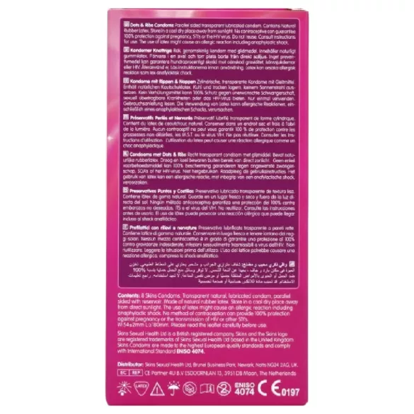 Skins - rebrasti i tačkasti kondomi (8 kom)