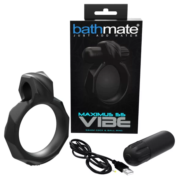 Bathmate Maximus Vibe 55 - vibrirajući prsten za penis na baterije (crni)