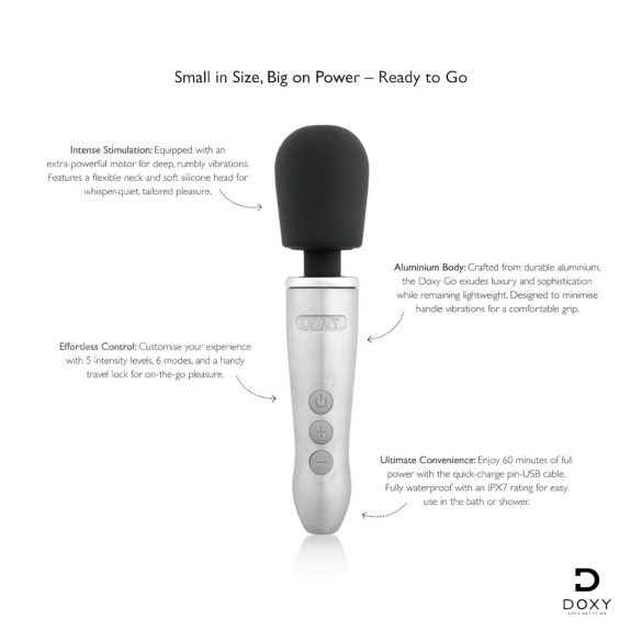 Doxy Go - masažer vibrator (srebrni)