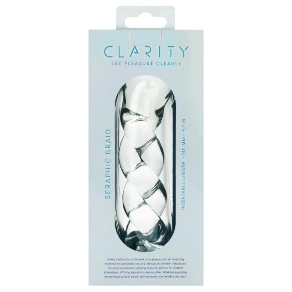 Clarity - stakleni dildo s pletenim uzorkom (proziran)