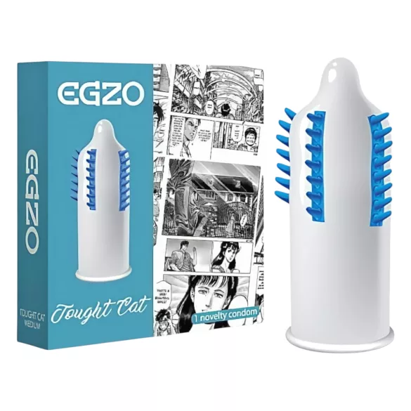 Egzo Tough Cat – kondom sa izraženim prstenovima i bodljicama, 1 komad
