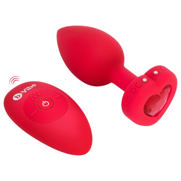 b-vibe heart - crveni analni vibrator sa daljinskim i punjenjem