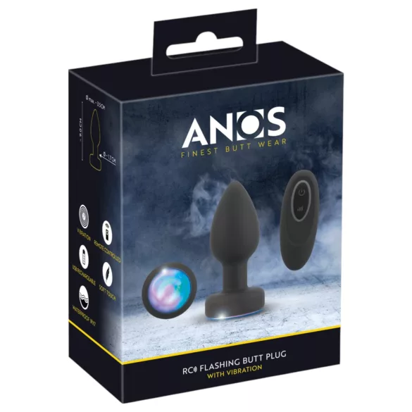 ANOS - svetleći, vibrirajući analni čep (crni)