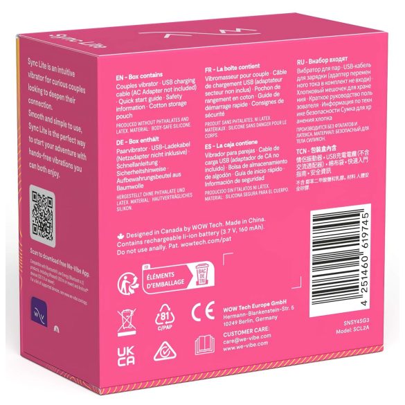 We-Vibe Sync Lite - pametni, bežični vibrator za parove (pink)