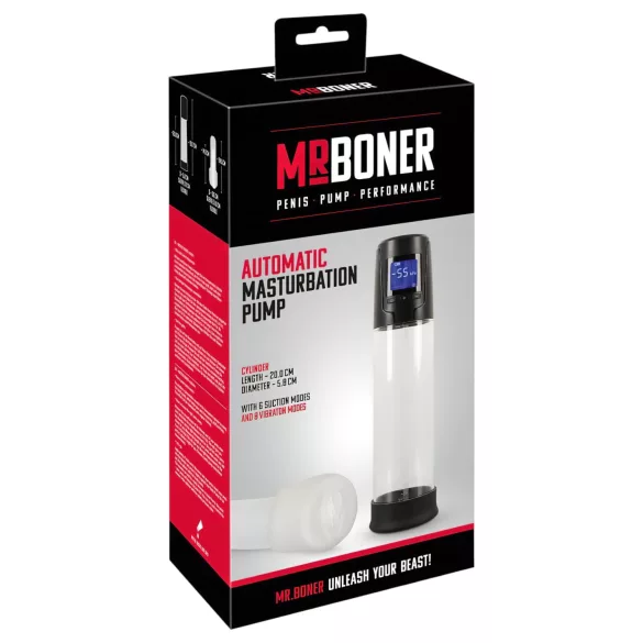 Mister Boner - bežična, automatska pumpa za penis (crno‑providna)