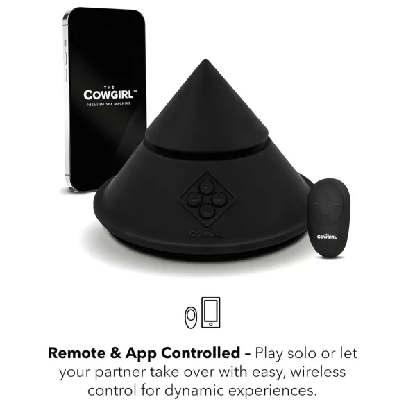 The Cowgirl Cone - premijumska seks mašina upravljana aplikacijom - sa 2 zamenljiva nastavka, 20 režima vibracije (crna)